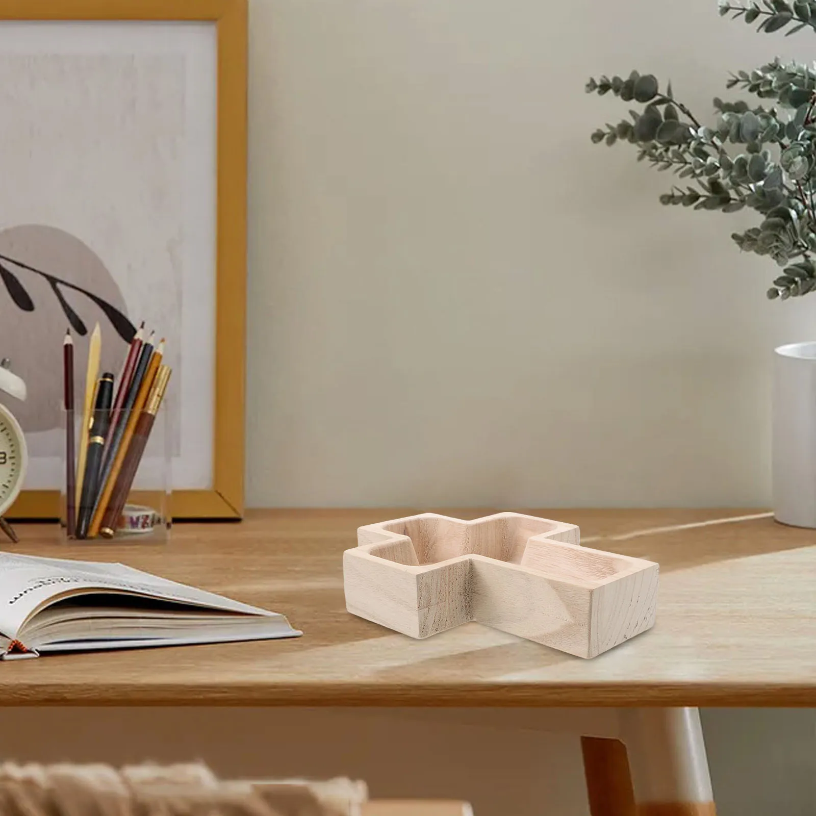 

Wood Cross Shaped Bowl Vintage Snack Fruit Nuts Tray Rustic Serving Platter Decorative Home Kitchen Centerpiece