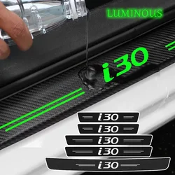 Luminous Car Door Sill Decals for Hyundai i30 Logo Protector Plate Trunk Bumper Threshold Stickers Scuff Film Accessories