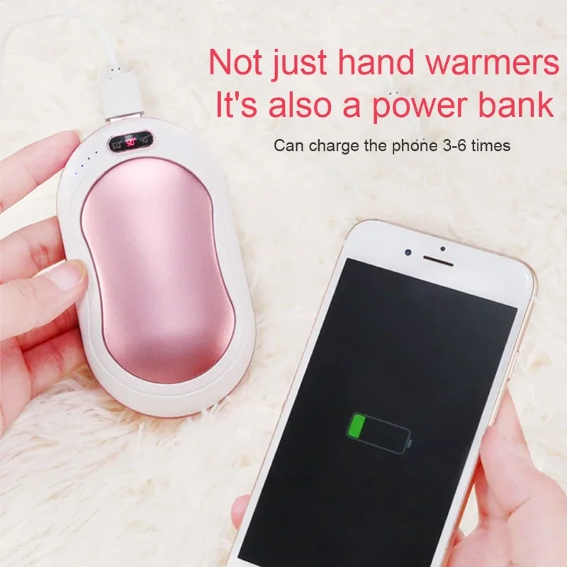 KX4B Portable Hand Warmer Mini USB Rechargeable  Heaters 2 in 1 Warmers  Outdoor Traveling Sports Hunting Camping