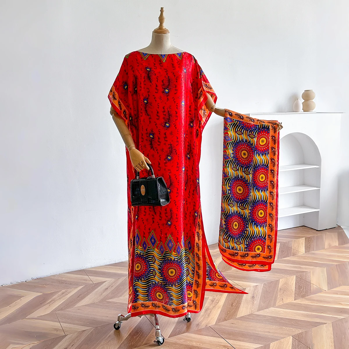 2025 موضة جديدة عباية كبيرة الحجم المرأة الأفريقية الأوشحة دبي Dashiki شال عادية الأزهار نمط فضفاض فستان طويل وشاح خمر #2
