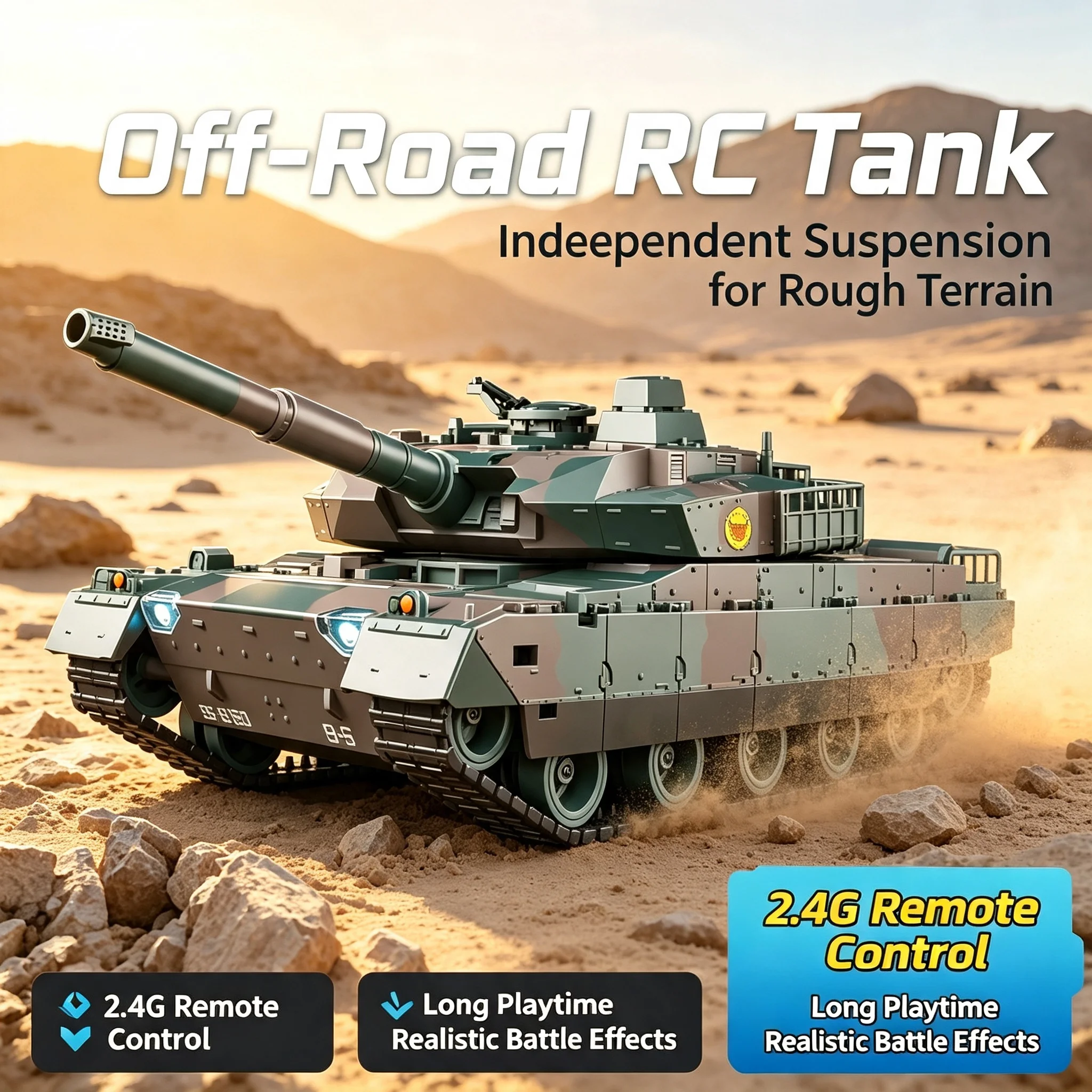 TONGLI Remote Control Tank Toy for Boys, Shoots Projectiles, Tracked Military Model, Rechargeable Off-Road RC Car, Simulated Track Tank, Parent-Child Battle Interactive Toy, Birthday & Children’s Day Gift for Boys