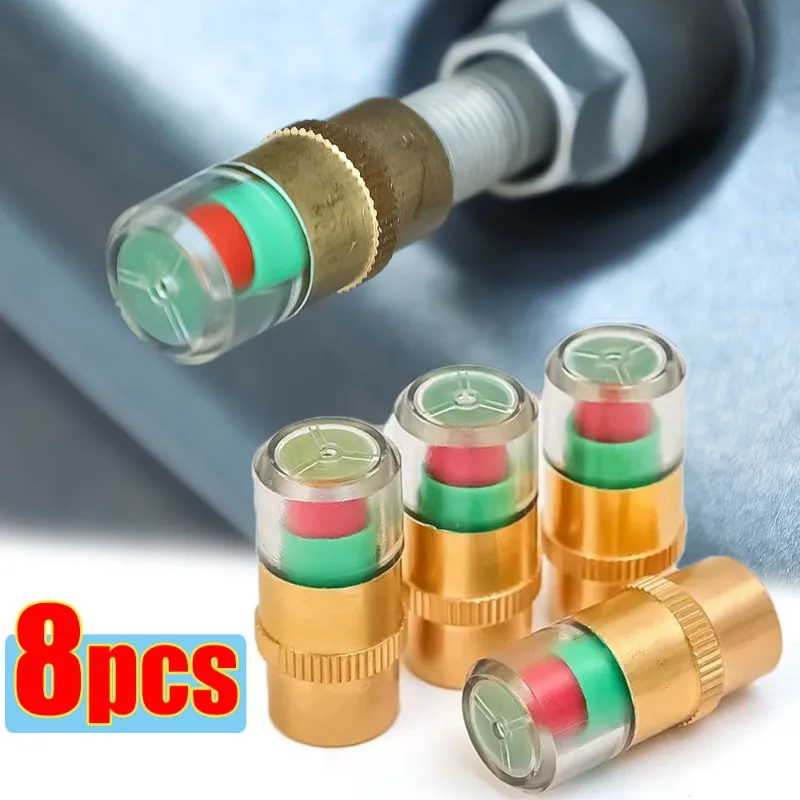 

1/8pcs Car Motorcycle Tyre Pressure Indicator Valve Cap Tire Pressure Monitor Tools Tire Valve Accessories