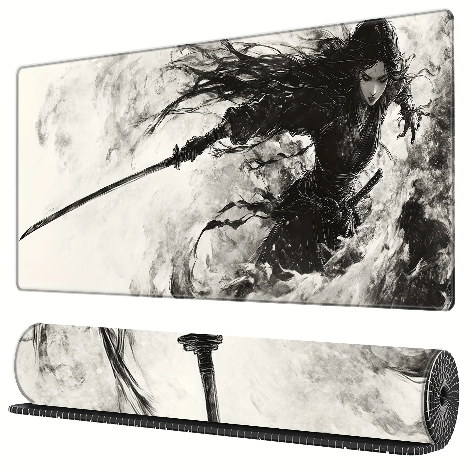

Japan female swordsman large mouse pad XXL gaming computer keyboard pads gamers soft office carpet table mat rubber PC desk Mats