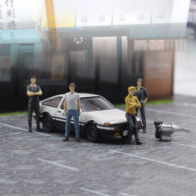 1:64 Scale Model Initial D Takumi Man Racer Repairman Male Action Figure Scene Accessories Character Resin Doll Toy Collection