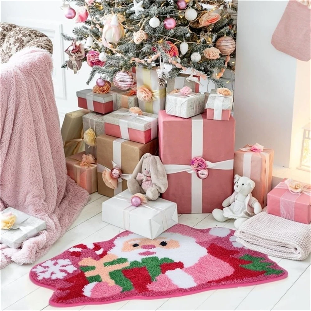

Home Decoration Imitation Cashmere Floor Mat Thickened Absorbent Foot Mat Entrance Bedside Blanket Plush Christmas Tree Carpet