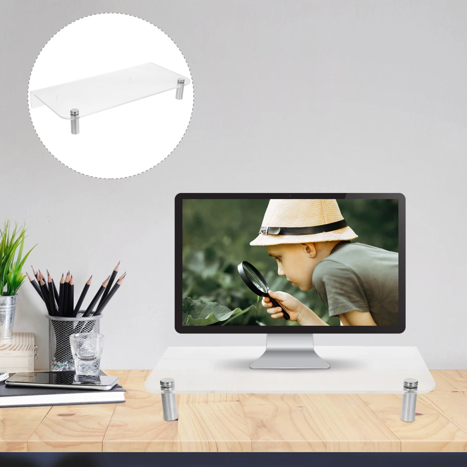 

Подставка для монитора, настольный органайзер, прочный акриловый монитор, держатель для экрана компьютера, стеллаж для хранения офисного рабочего пространства