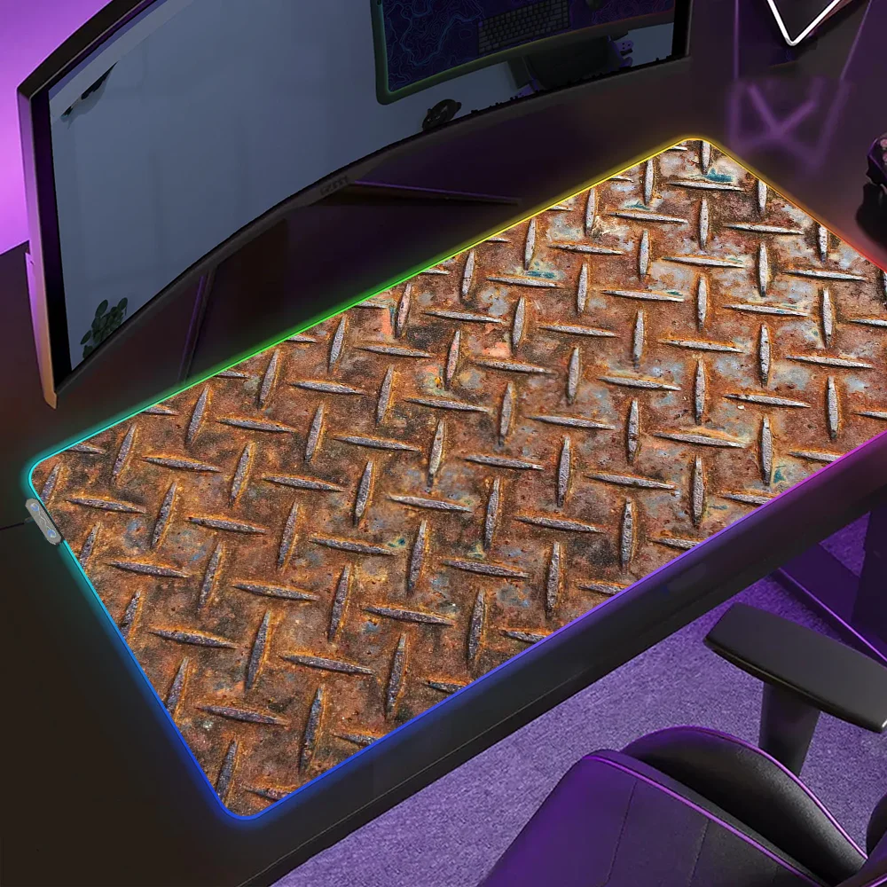 

Iron Wall Rust Mouse Pad Gaming MousePad LED Table Pads Micro USB Backlit Rubber RGB Desk Mats Desktop XXL