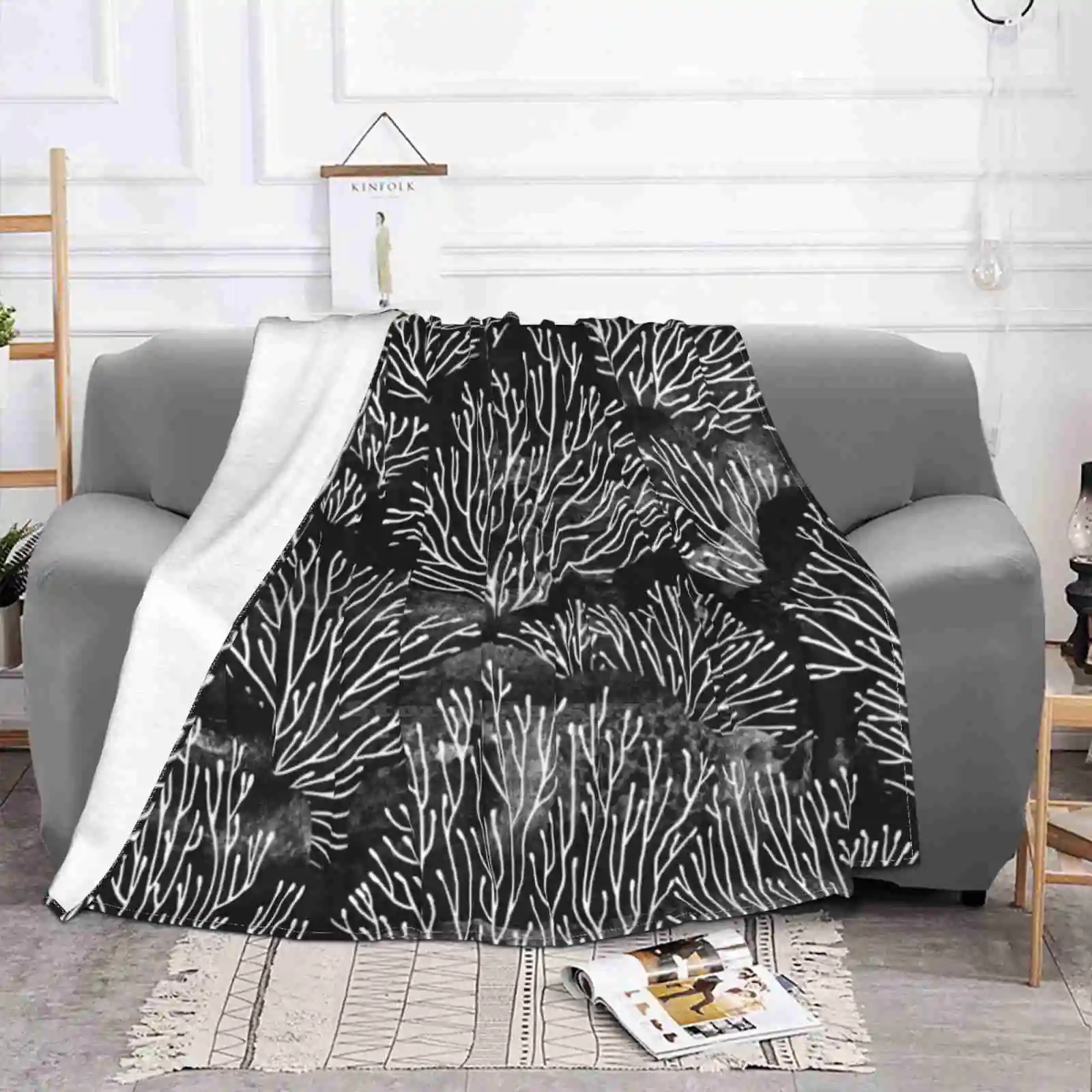 The Reef Hot Sale Printing High Qiality Warm Flannel Blanket Coral Reef Underwater Sea Waves Nature Environment Plants Biology