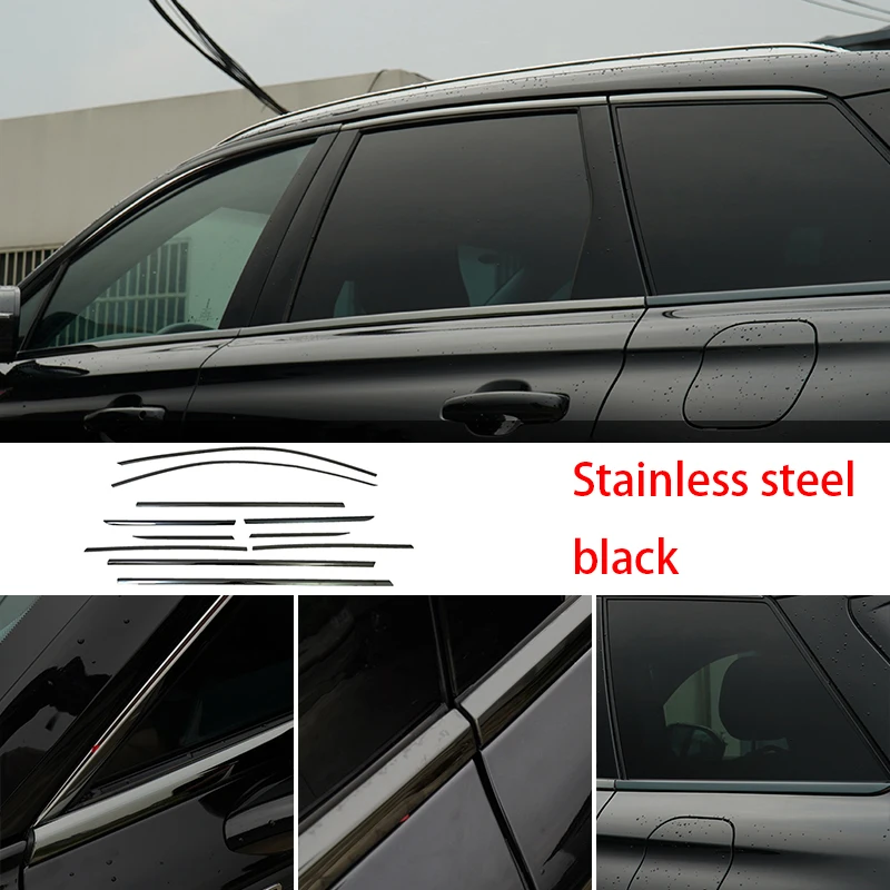 

car accessories For Lincoln Corsair 2020 2021 2022 2023 stainless steel Black Car Window Sill Trim Molding Cover trim 10PCS