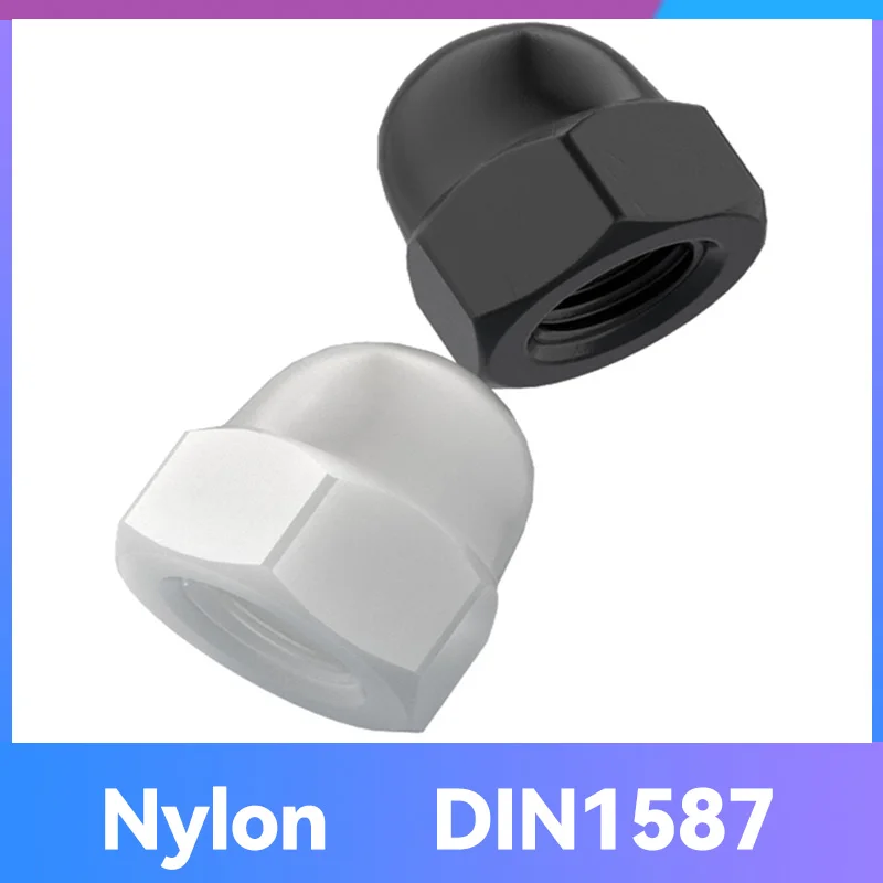 M3 M4 M5 M6 M8 M10 M12 M14 M16 M18 M20 Plastic Hex Nuts White or Black Nylon Cap Nuts Decorative Cover Semicircle Acorn Nut