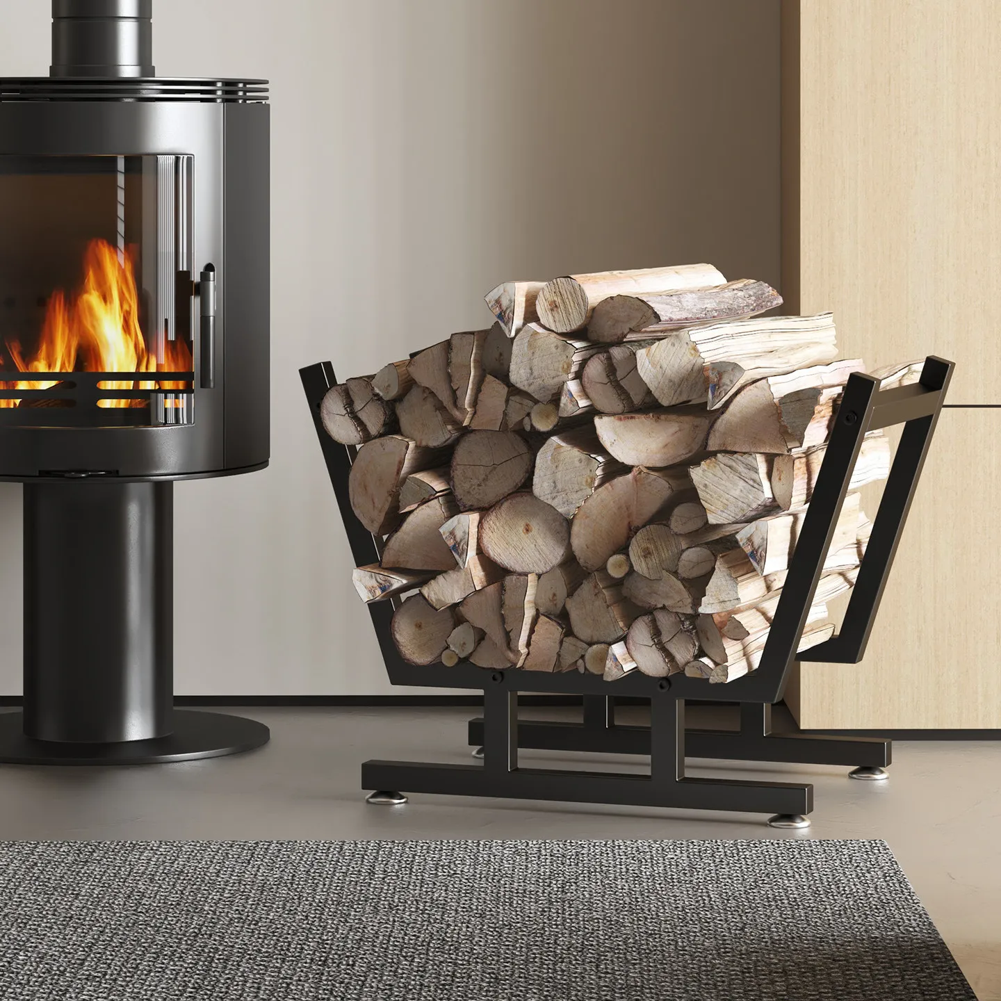 

New wrought iron fireplace firewood holder stacking rack storage rack storage rack