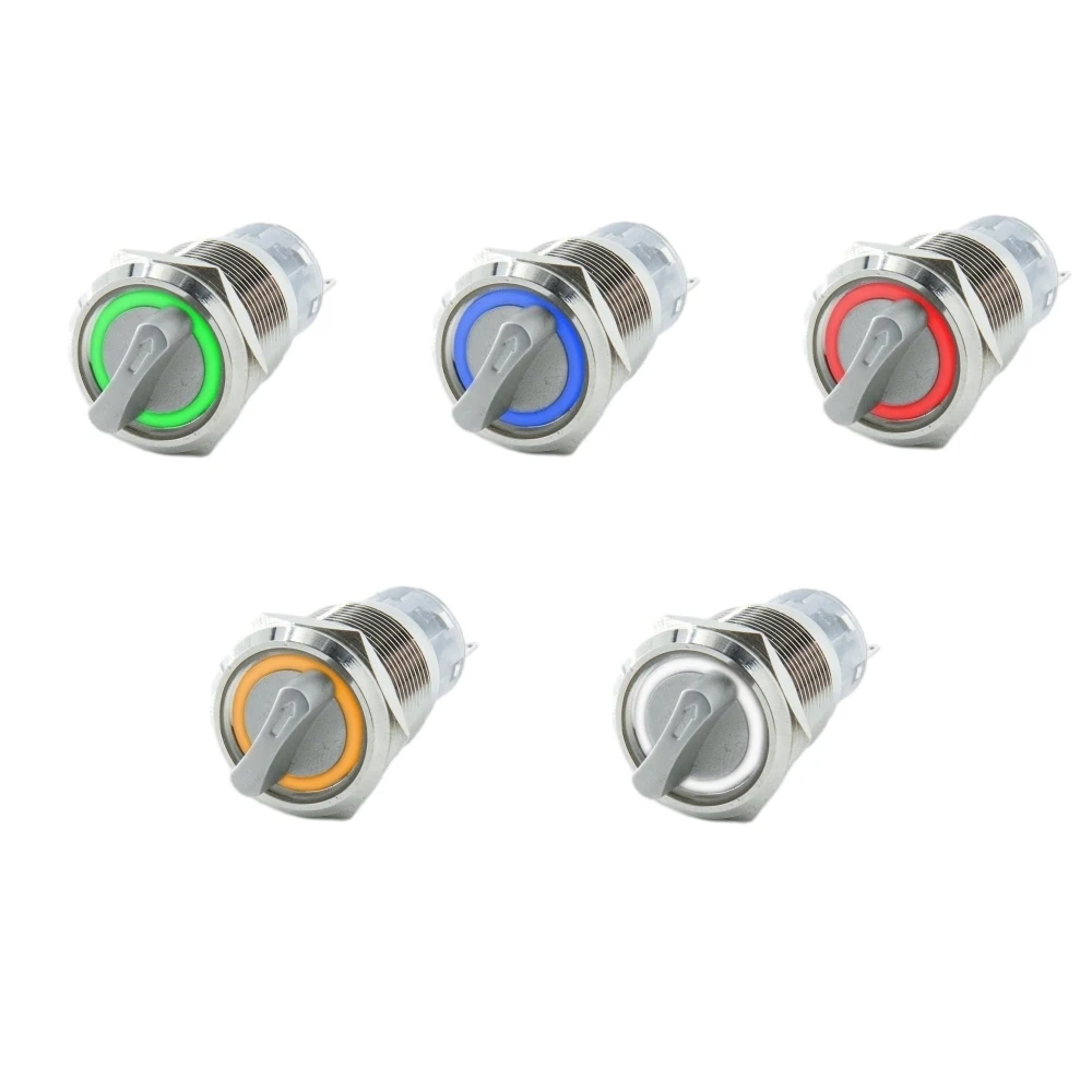 16mm 19mm 22mm Metal Knob button Switch on off power LED light Waterproof Flat circular button 3v 6v 12v 24v 110v 220v ip65