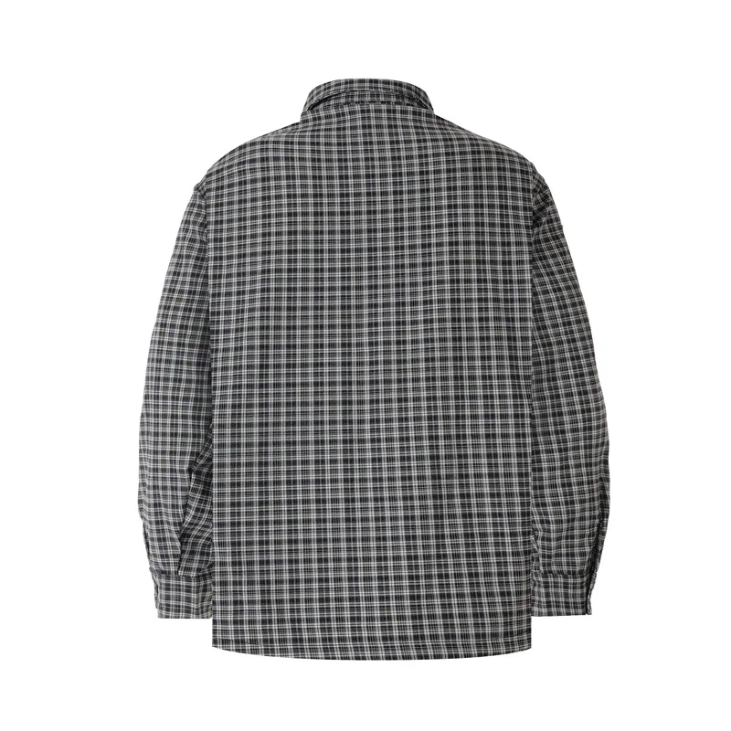 Plaid Long Sleeve Shirt Multi Embroidery Patch Letter Star Badge Shirt Men Women Streetwear Loose Button Down Blouse Clothes