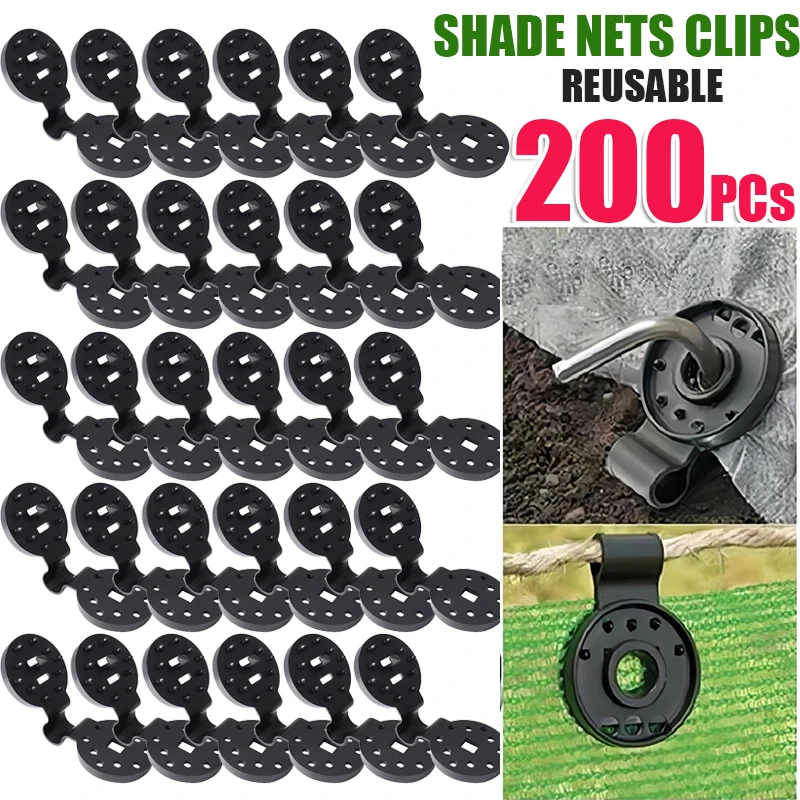 50-200PCs Black Shade Cloth Clips Durable PP Plastic Clips for Securing Sun Shade Net, Patio Mesh Tarp Garden Shade Cover