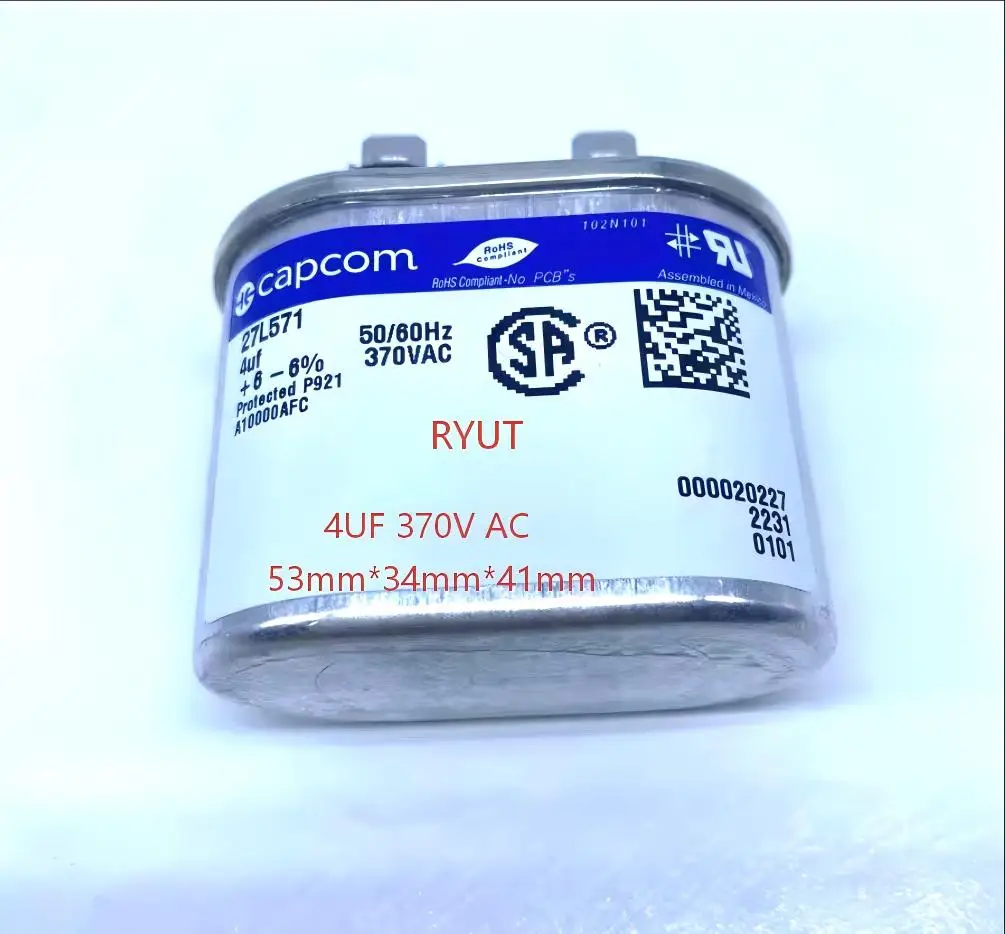 1PCS/LOT New GE Dragon Standard Genteq 27L571 4UF 370V AC Oil Immersed Motor Starting Capacitor 370V4UF