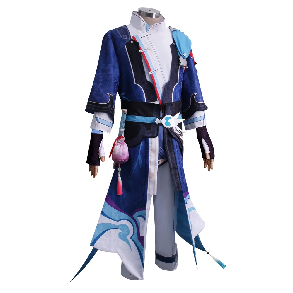 Yanqing Jogo Cosplay Honkai Estrela Ferroviário Trajes Homem Espadachim Kendo Uniforme Peruca Manto Halloween Carnaval Festa Traje