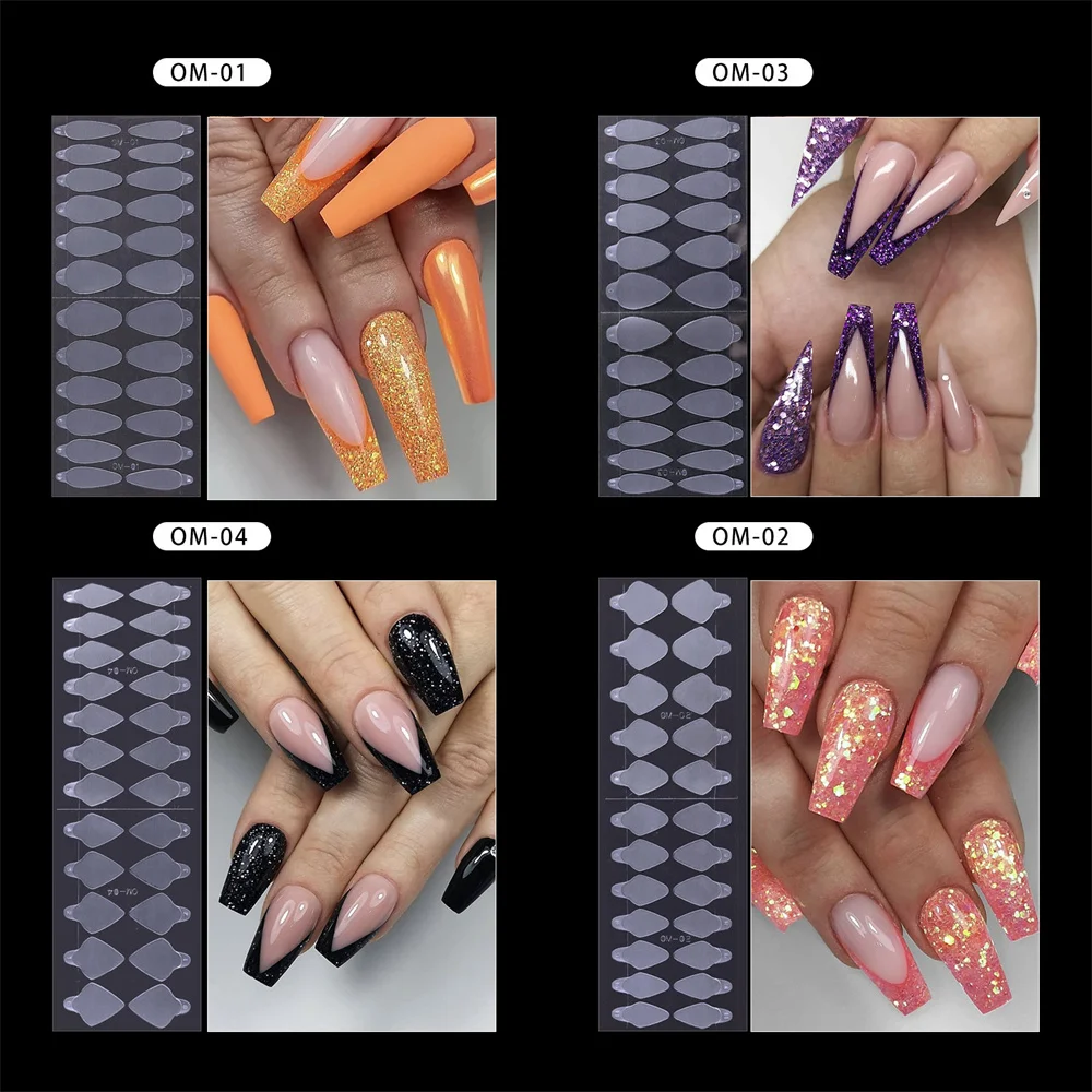 1/2/3PCS piastra per unghie finte adesivo per unghie senza opaco adesivo per pellicola per unghie in cristallo adesivo per estensione dello stampo utilizzato per la creazione di Nail Art