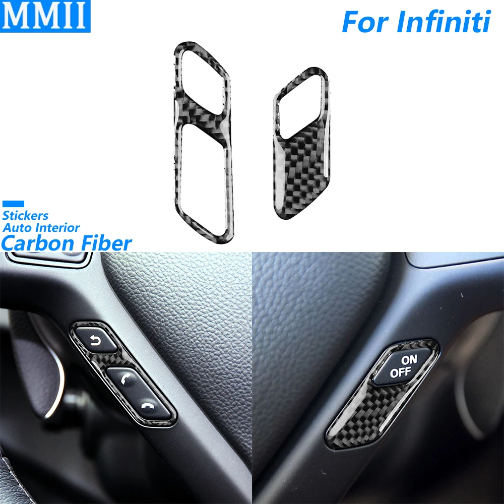 For Infiniti G35 G37 G25 Q60 Hexagonal Honeycomb Carbon Fiber Steering Wheel Phone Button Panel Cover Car Accessories Sticker