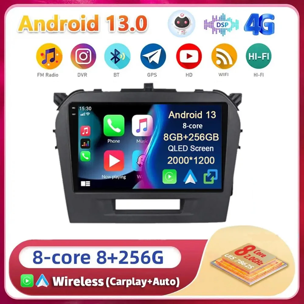 

Android13 Carplay Auto For Suzuki Vitara 4 2015 2016 2017 2018 2019 2020 2021 2022 Multimedia Car Radio Player video DSP WIFI+4G