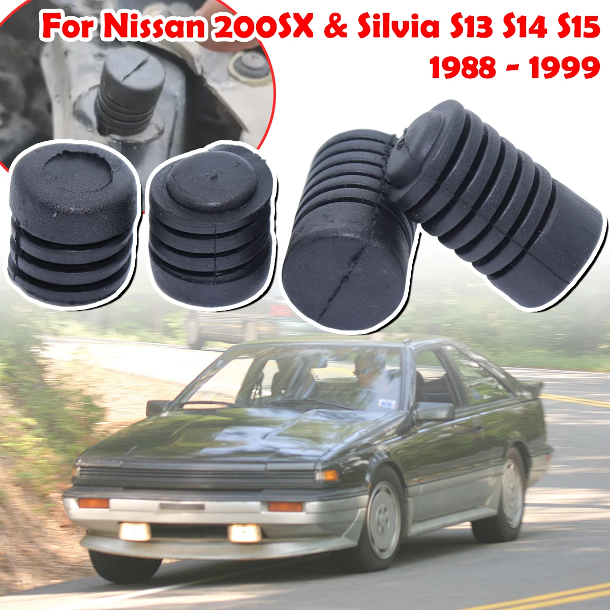 Amortecedor do carro capô tampa rolhas de borracha almofada isolador buffer acessórios para nissan 200sx silvia s13 s14 s15 1988-1999