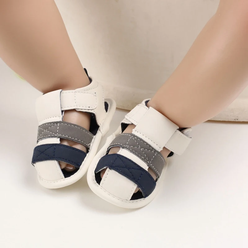 Summer Pu Cutout Boy Baby Sandals Soft Soled Breathable Toddler Sandals High Quality Children\'S Flat Garden Shoes For 0-18M