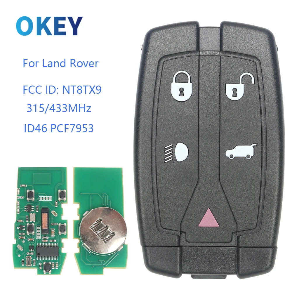 Okey Remote Car Key 315/433MHz ID46 Chip FCC ID: NT8TX9  For For Land Rover Ranger Rover Sport LR2 Freelander 2 3