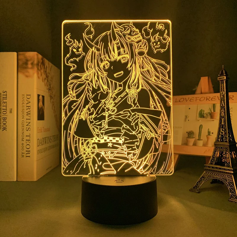 Hololive Nakiri Ayame Anime Figure Night Light Manga Acrylic Rechargeable Stands Led Lamp Bedroom Bedside Table Decoration Gift