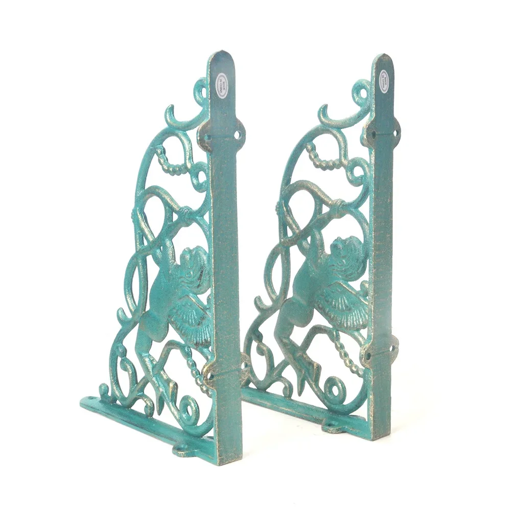 2 Pcs Cast Iron Tripod Clapboard Bracket Bracket Angel Decoration Basket Flower Pot Wall Hanging Retro Grocery Shelf Brackets