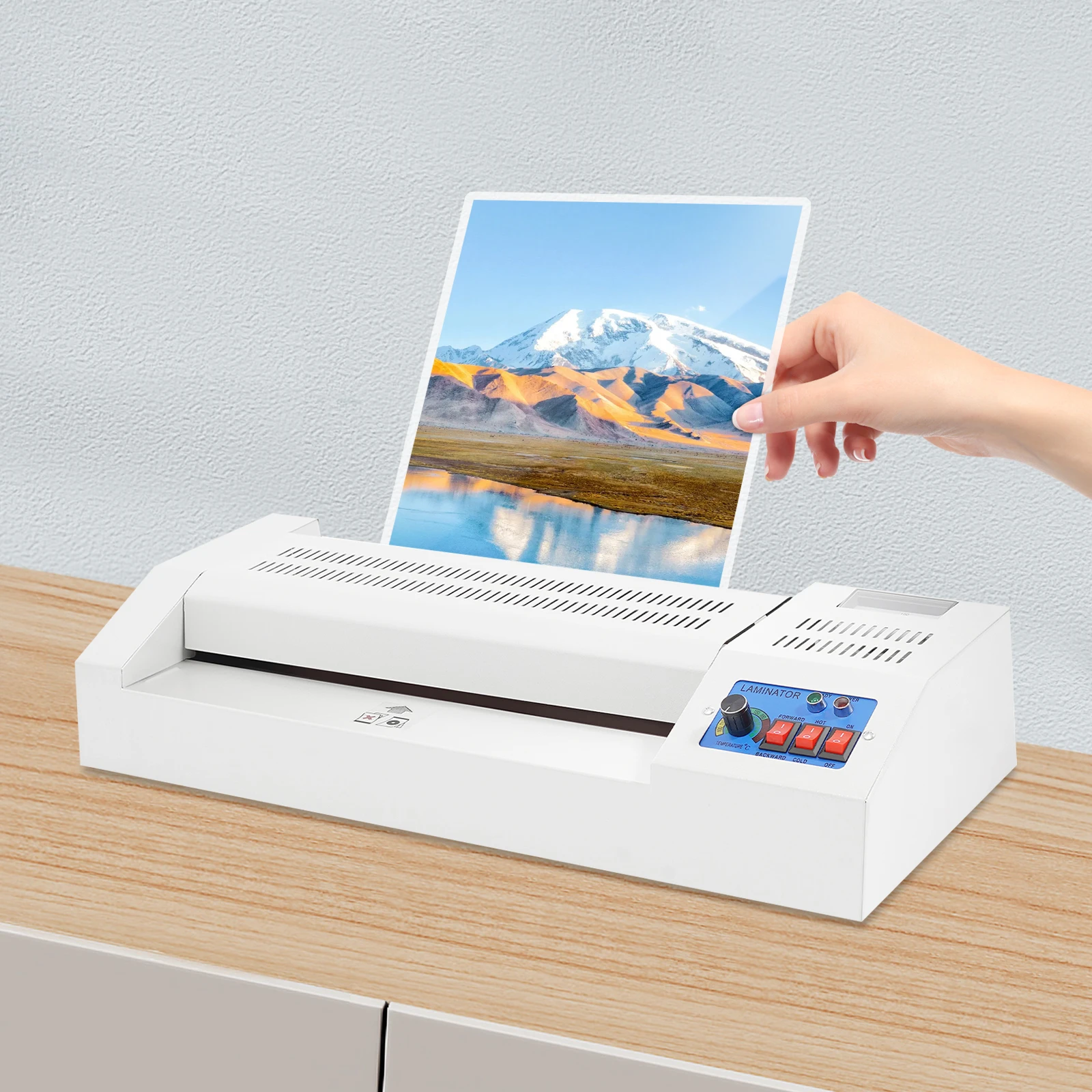 Laminadora térmica de grado comercial, máquina laminadora de alta resistencia de 600 W, laminadora de formato amplio de 12,6" para oficina y escuela