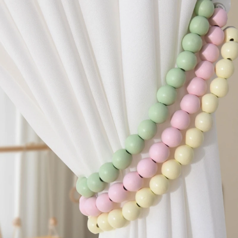 Elegant Multicolored Beads Window Curtain Holdbacks with Magnets 4Pieces Beaded Drapery Tiebacks Holder Clasps