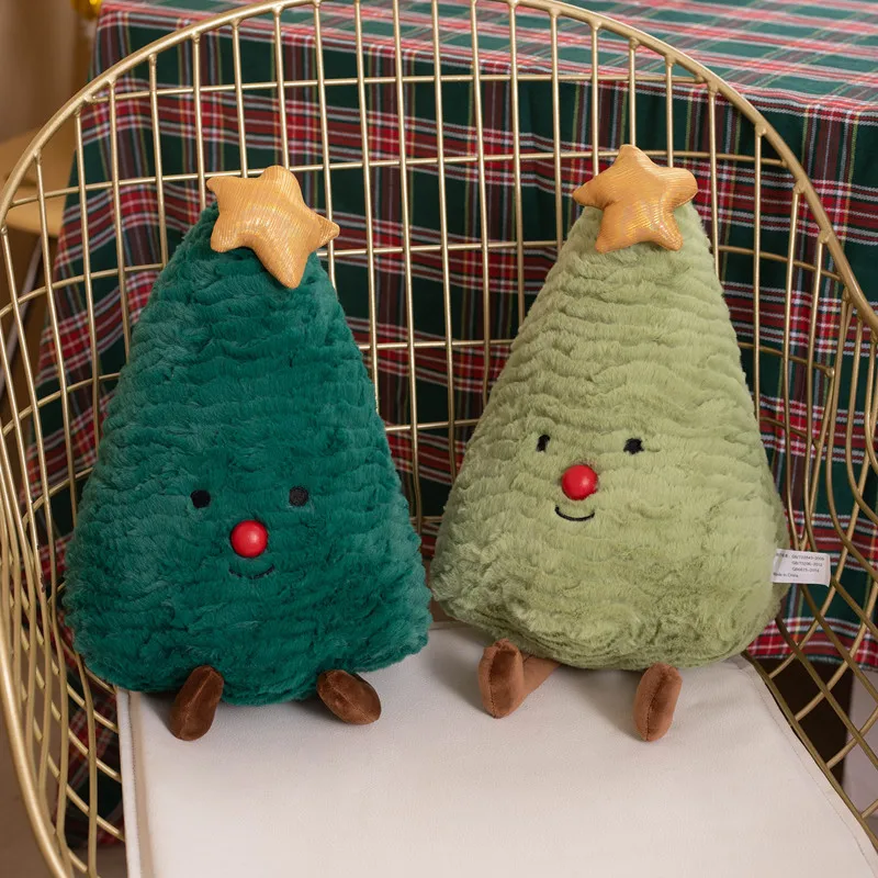 Caixa de presente bonito árvore de natal homem de gengibre brinquedos de pelúcia boneca animal presentes de natal kawaii decoração para casa travesseiro de pelúcia