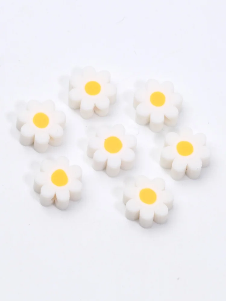 20-100 Stuks Prachtige Daisy Bloem Polymeer Klei Kralen Witte Kraal Voor Sieraden Maken Kettingen Armbanden Oorbellen Diy Decoratie - afbeelding 2