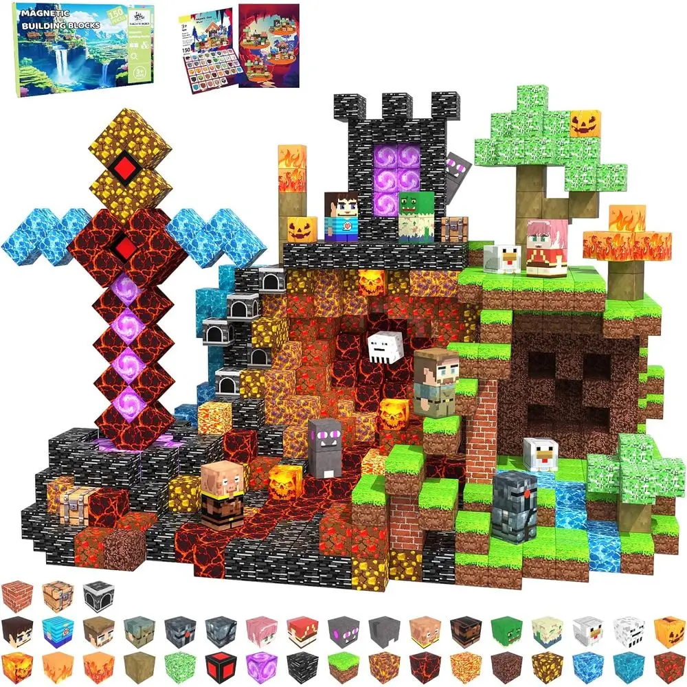 

Magnetic Building Blocks - 150 Piece Set for Kids, Ideal for Ages 3-12, Great Gift for Toddlers and Children