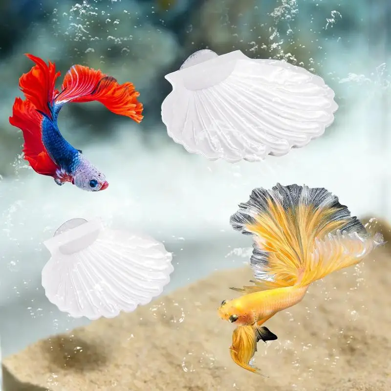 Shell Shaped Betta Fish Spawning Rest Platform With Strong Suction Cup Smooth Surface For Home Aquarium Decor