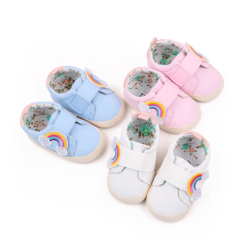 Baby Shoes Soft Cotton High Quality 0-9-18 Months Infant Walking Sneaker Spring and Autumn 2024 New Fashion Cute Rainbow BYQ3181