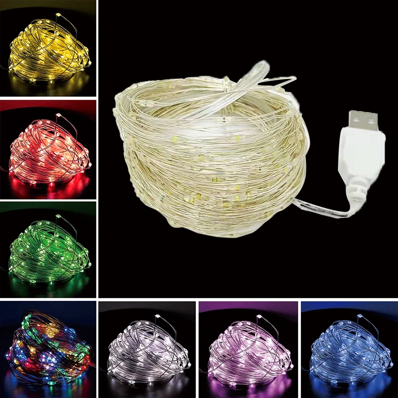 LED Fairy String Lights USB Copper Wire Starry String Light Strip Lamp Holiday Lighting Room Wedding Christmas Party Decoration.