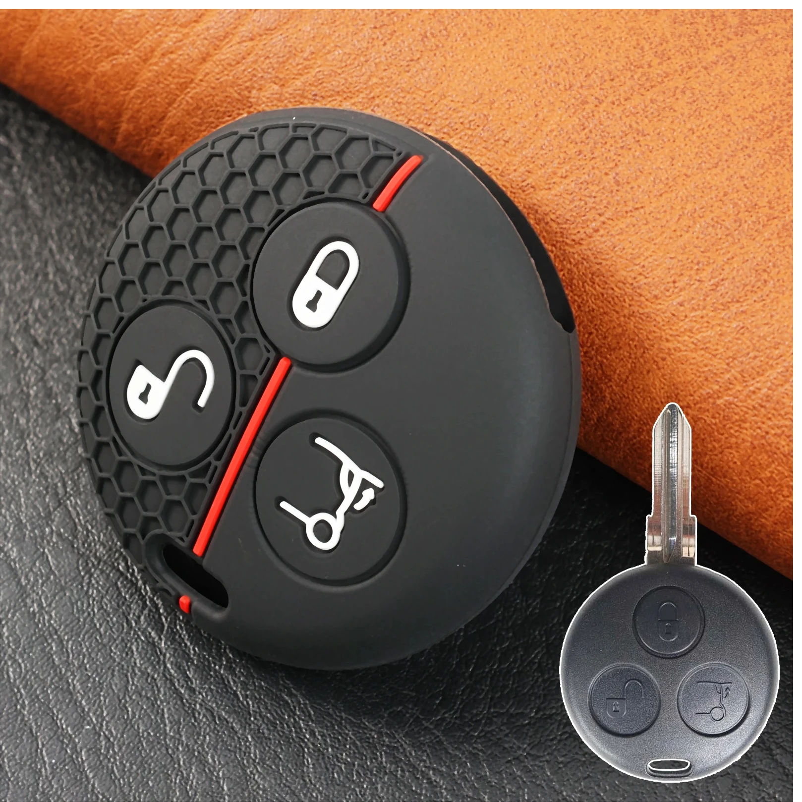 For Benz Smart Roadster Fortwo Cross blade 6 City Coupe Cabrio K Forfour Silicone Remote Key Fob Ring Case Cover Holder 3 Button