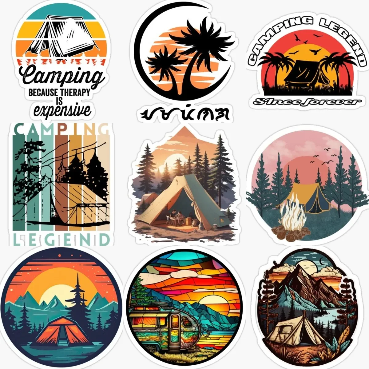 

Camping Field Expedition Mountain Stickers Laptop Window Motorcycle Truck Car Camper Off-road Boat Glass Helmet PVC Decal 2023