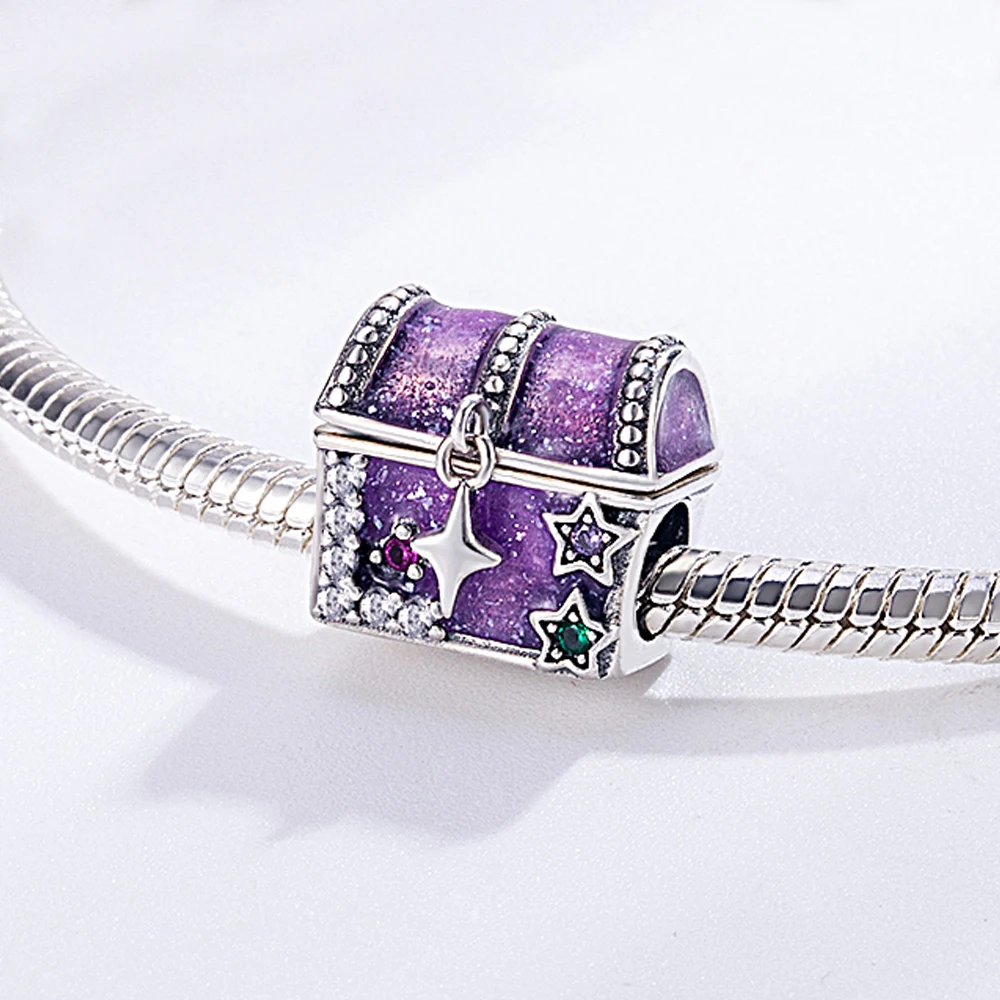 2025 New Silver Plated Shell Pearl,Treasure & Sea Turtle Night Light Dangle Charm Fit Pan Bead Bracelet DIY Women Jewelry Gift