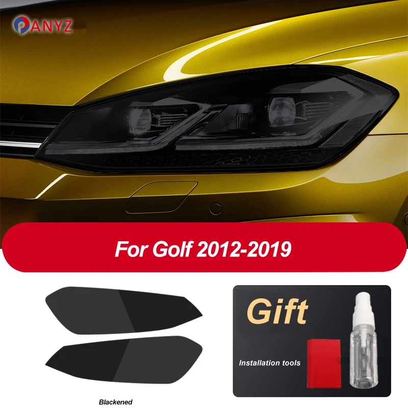 2 قطعة سيارة العلوي طبقة رقيقة واقية كشافات شفافة سوداء بولي TPU ملصق ل Volkswagen VW Golf 7 MK7 2012-2019 اكسسوارات #1