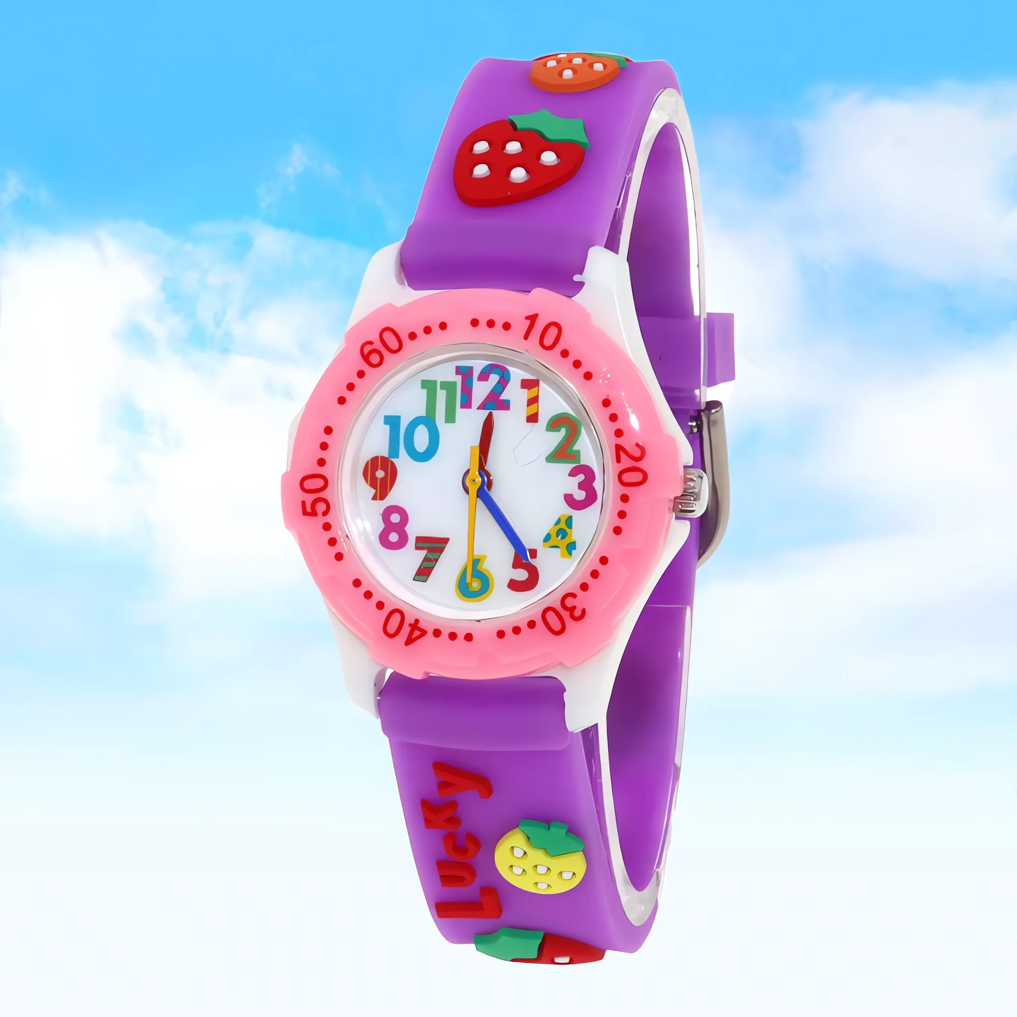 

Strawberry Silicone Strap Quartz Watch for Boys & Girls - Colorful Digital Kids Wristwatch Cool Student Timepiece