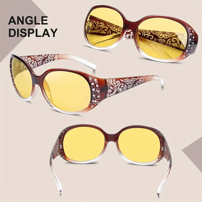 

Night Vision Driving Glasses Women Anti Glare, Wrap Around NighttimeSafety Glasses