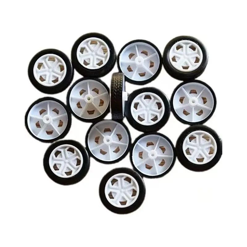 DIY 4WD Model Car Rubber Wheel Kit - 10PCS 2x26mm Toy Vehicle Wheels for Modification & Assembly