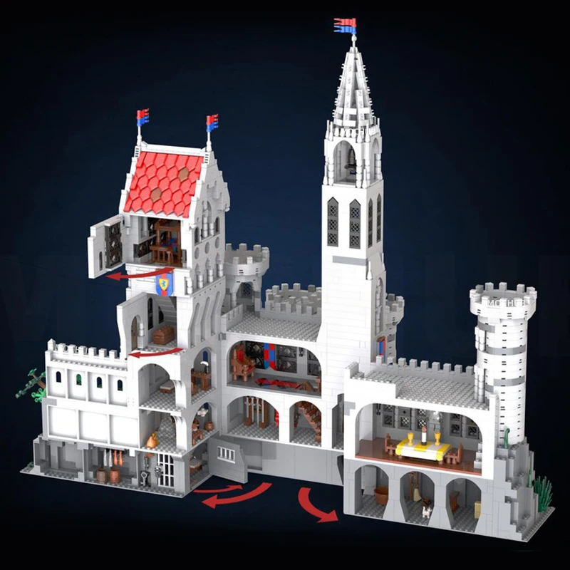 Majestätische Fantasie König Schloss Ziegel mittelalter liche gotische Architektur Diorama blockiert Ritter Hochburg Moc Gebäude einzigartige Anzeige