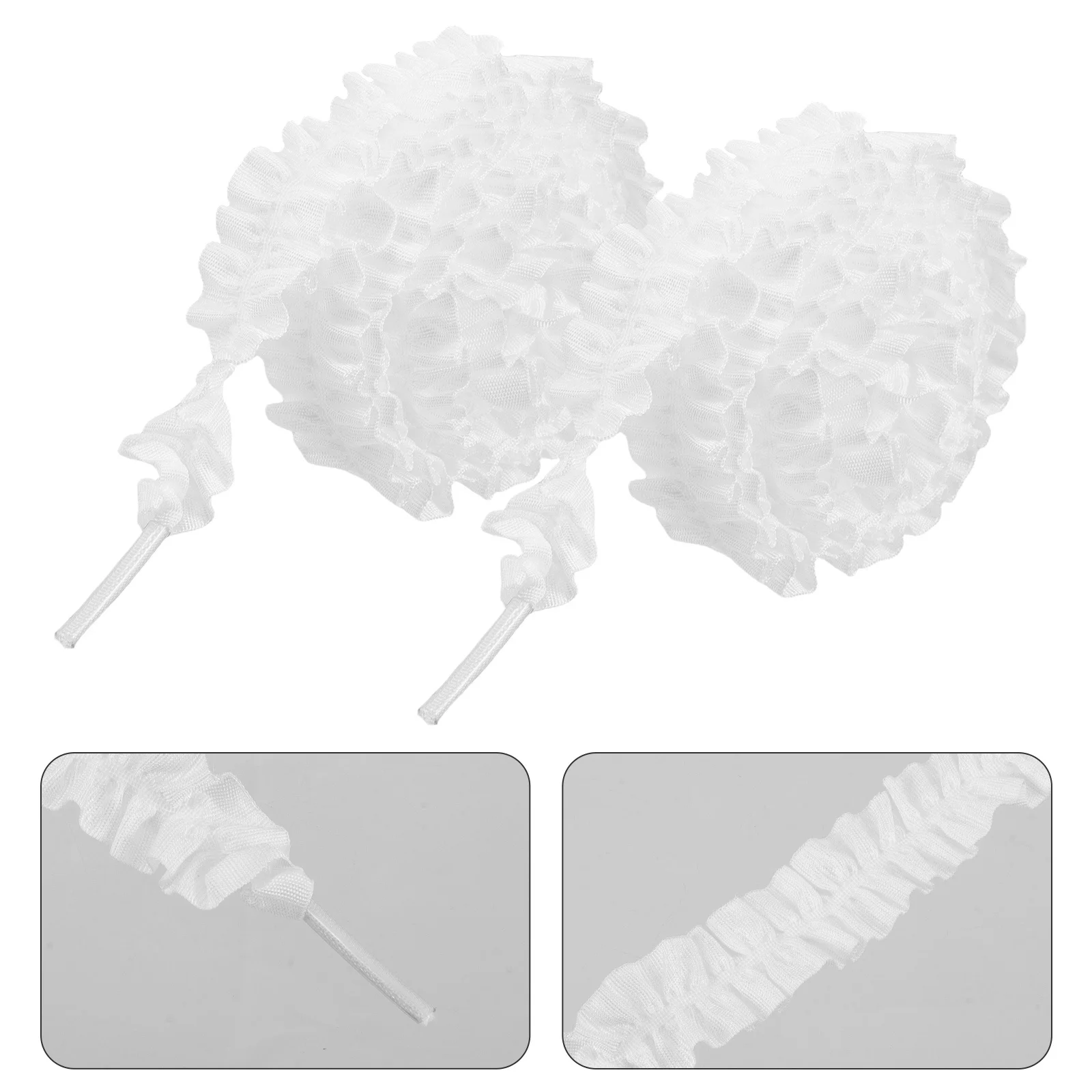 

2Pairs Cute Decorative Ruffle Shoelaces Women's Lace Edge Shoestrings Replacement for Casual Boots Sneakers Ruffle Shoelaces