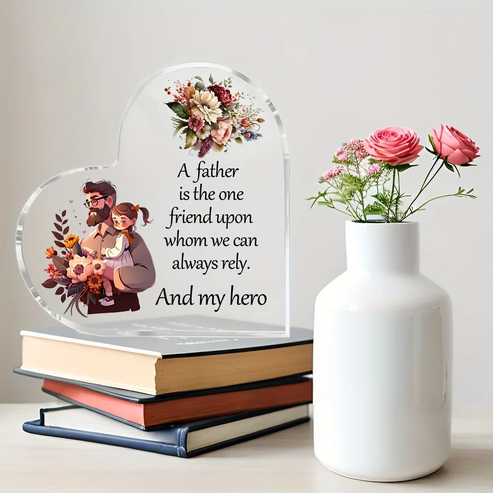 Father's Day Heart-Shaped Glass Gift| 