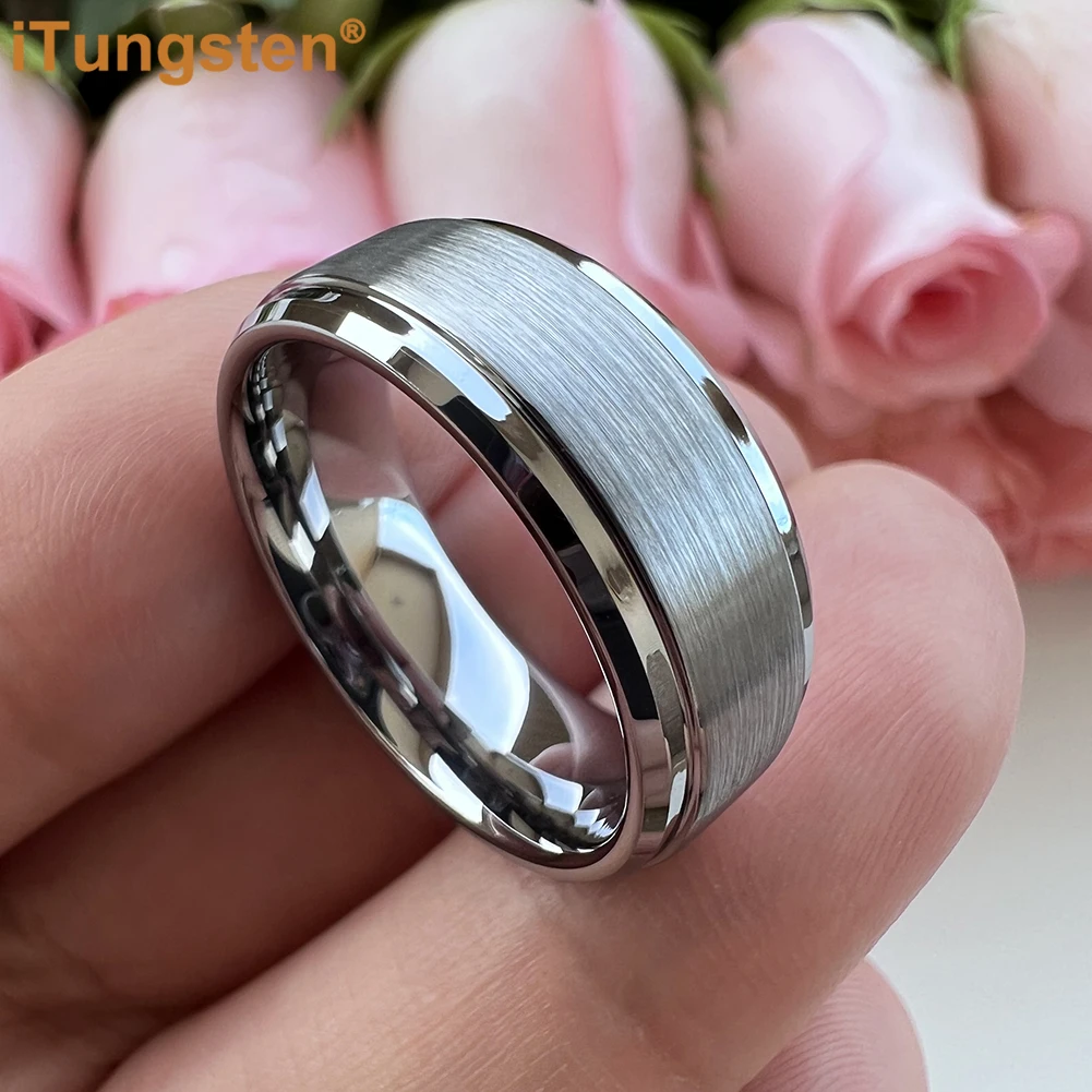 

iTungsten 6mm 8mm Tungsten Carbide Ring for Men Women Engagement Wedding Band Trendy Jewelry I Love You Engraved Comfort Fit