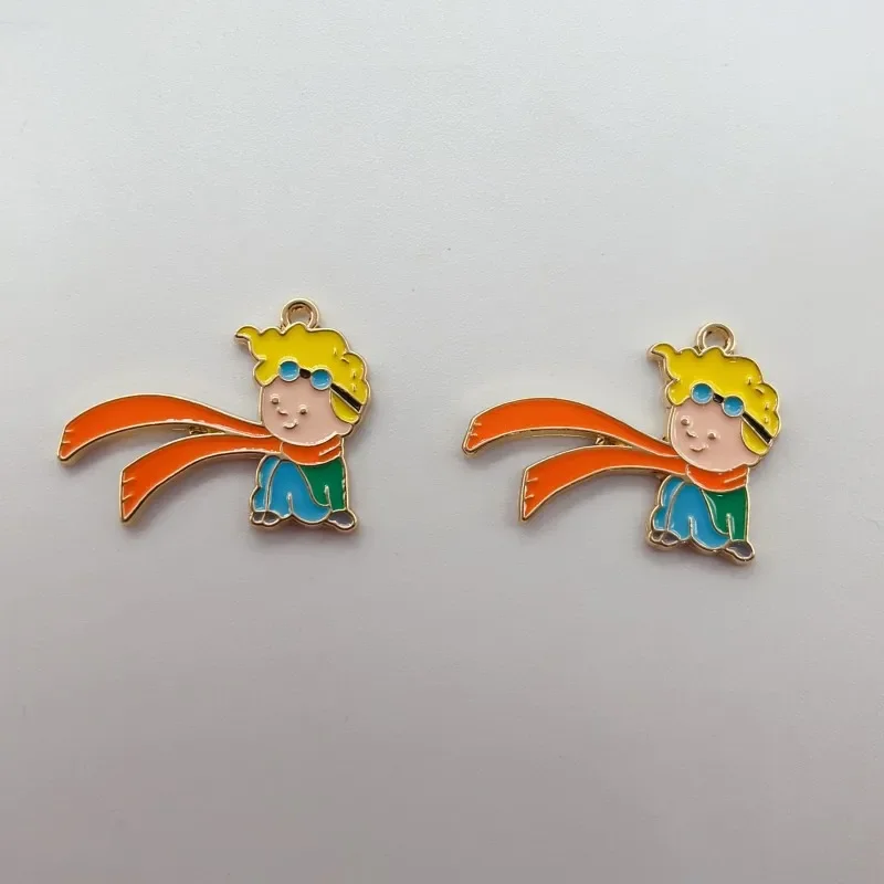 10pcs enamel cartoon Prince fox rose charm for jewelry making and crafting fashion earring pendant bracelet necklace charms