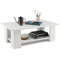 2-level wood coffee table, modern living room table, coffee table side table up to 125kg, 90x52x32 cm, White