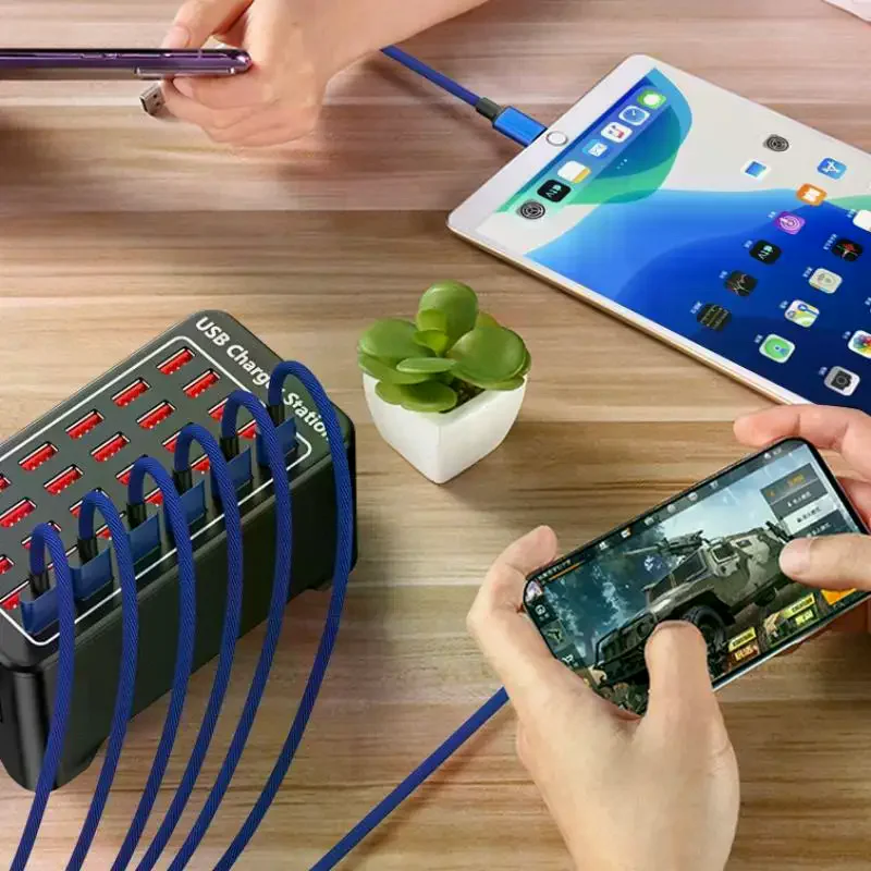 

10 Ports USB Charger 100W/150W Smart USB Charger Desktop Charging Hub Multi-Port Charging Station